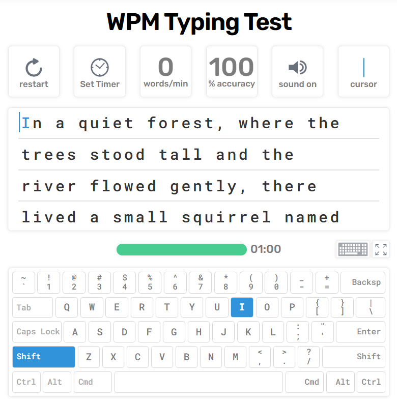 Free Words per minute typing test