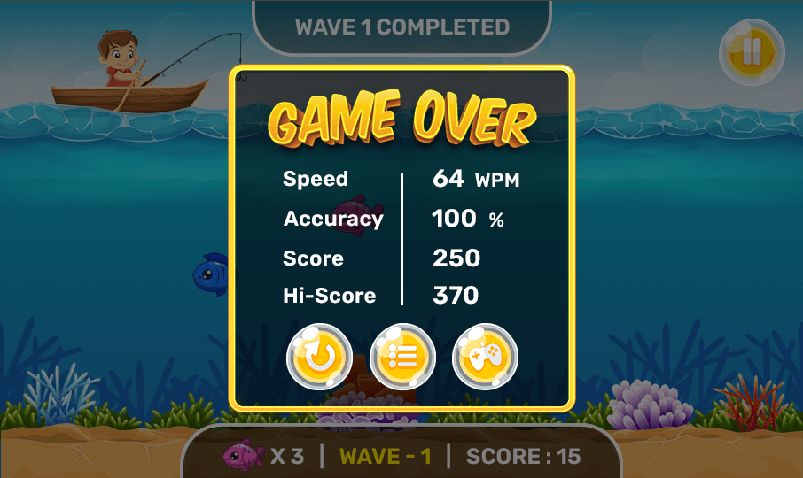 Scoring for Fish Typing games