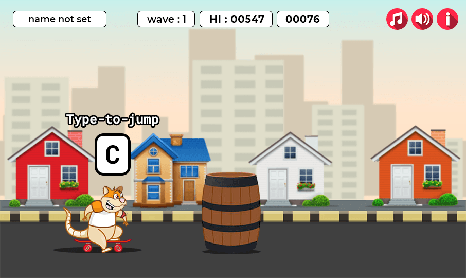 Homeschool typing games - Barrel Jump