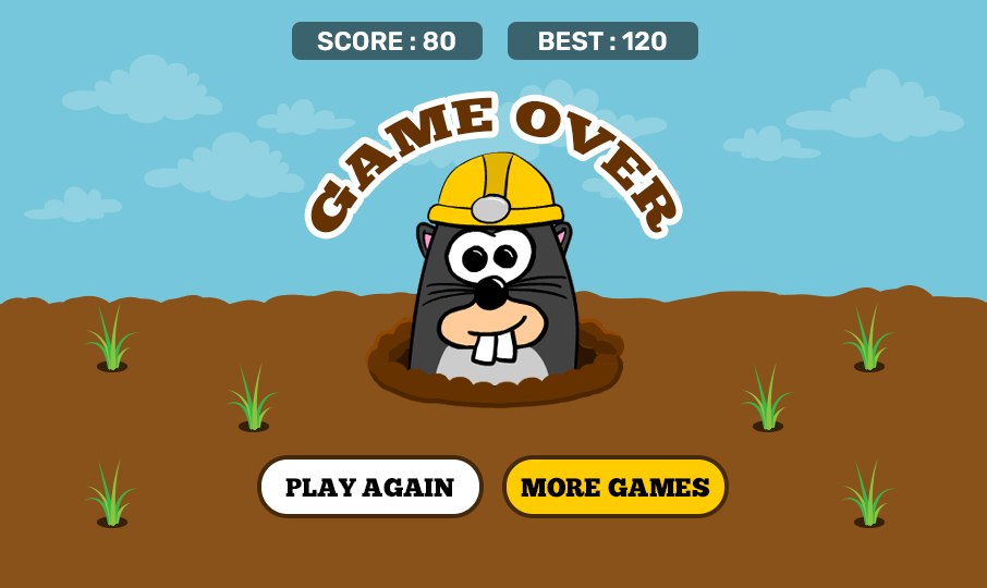 Practice Typing test with whack a mole
