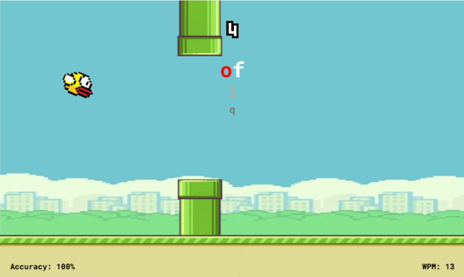 Type and fly in Flappy Bird game